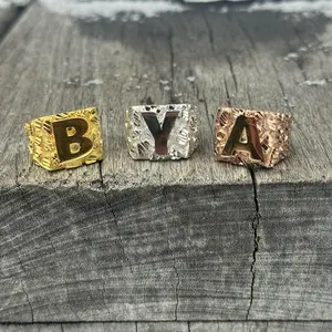 925 Silver Initial Ring - Rose Gold Initial Ring - Yellow Gold Initial Ring - Sizes 6 - 16