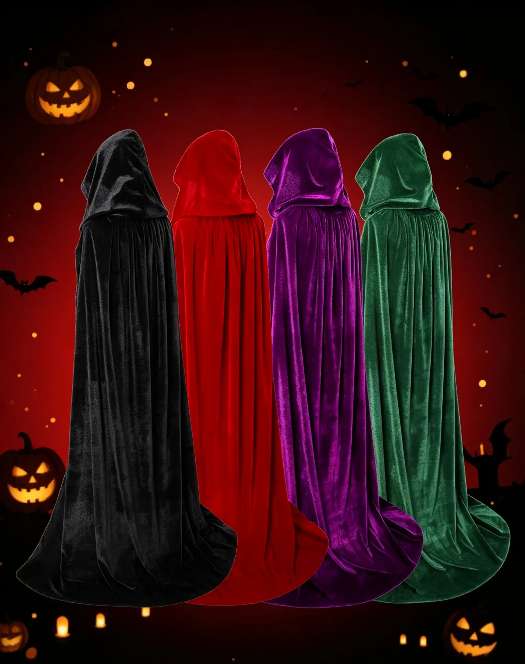 Medieval Velvet Cloak-Cape for Wizards, Indoor Recreation Halloween Stage Costume Accessories for Family Parties