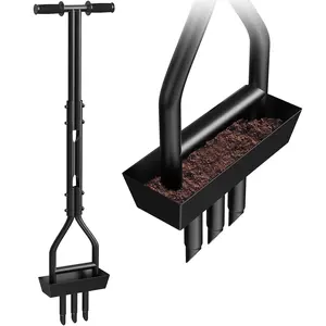 38”Lawn Aerator Coring Tool with Soil Core Tray, Manual Garden Plug Aerator for Grass Aeration, Yard Aerator & A Cleaning Tool for Compacted Soil, Lawn Care