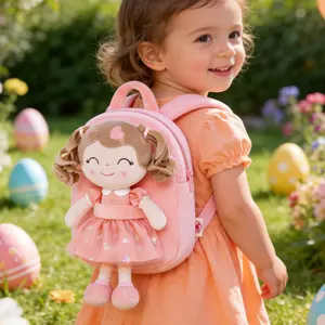 Gloveleya Spring Gift Plush Backpack for Girls, Soft Heart Doll Bag with Detachable Toy, Perfect Easter Basket Alternative & Egg Hunt Accessory for Toddlers, Adorable Birthday Surprise for Girls