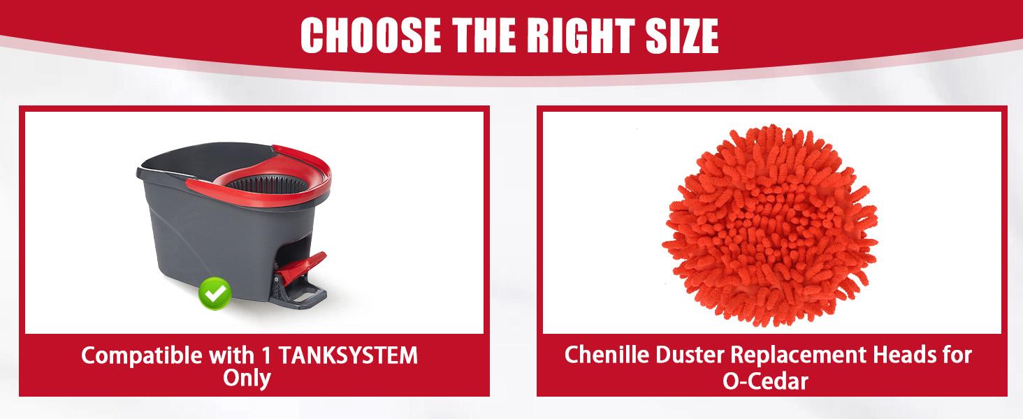 Chenille Duster Replacement Heads for O-Cedar 2025 Unique Design Heads Turn Mop into Long-Handle Duster Dry Cleaning Trap Bucket & Handle Not included