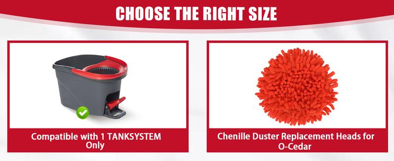Chenille Duster Replacement Heads for O-Cedar 2025 Unique Design Heads Turn Mop into Long-Handle Duster Dry Cleaning Trap Bucket & Handle Not included