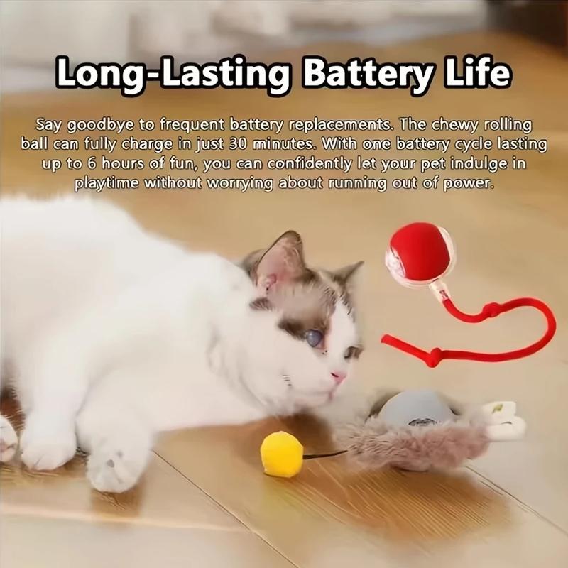 Interactive Cat Toy, Chirp And Motion Activated Cat Rolling Toy, Used for Indoor Cat Red LED Light Ball Rolling Quickly, Can Be Used On The Carpet.christmas gifts