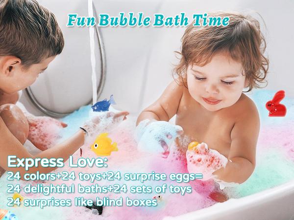 Bath Bombs for Kids with Surprise Inside, 24 Pack Kid Bath Bombs Gift Set, Easter Basket Stuffers for Boys Girls Bubble Bath with Toys Inside