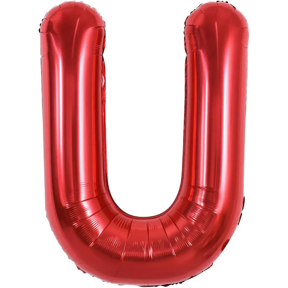 40 Inch Large Bright Red Letter Balloons A-Z, Giant Jumbo Helium Foil Mylar Big Letter U Balloons for Birthday Party Anniversary Wedding Decorations