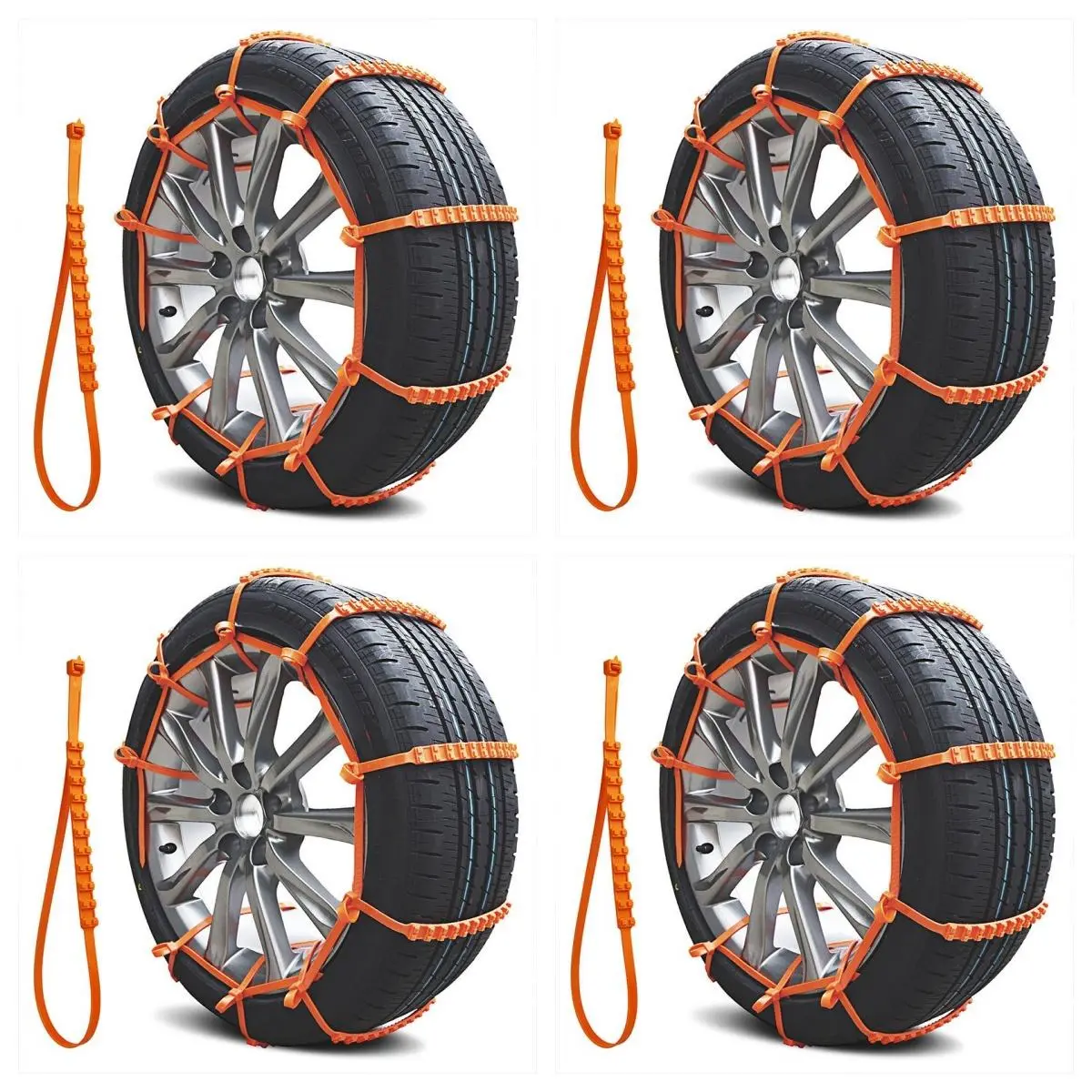 40pcsWinter Car Snow Chains Universal Anti-Skid Tire Chain for Car & Motorcycle Emergency Tyre Grip Accessory Stainless Steel Orange 96.5cm Length Versatile Use Tough Material Safety and Color