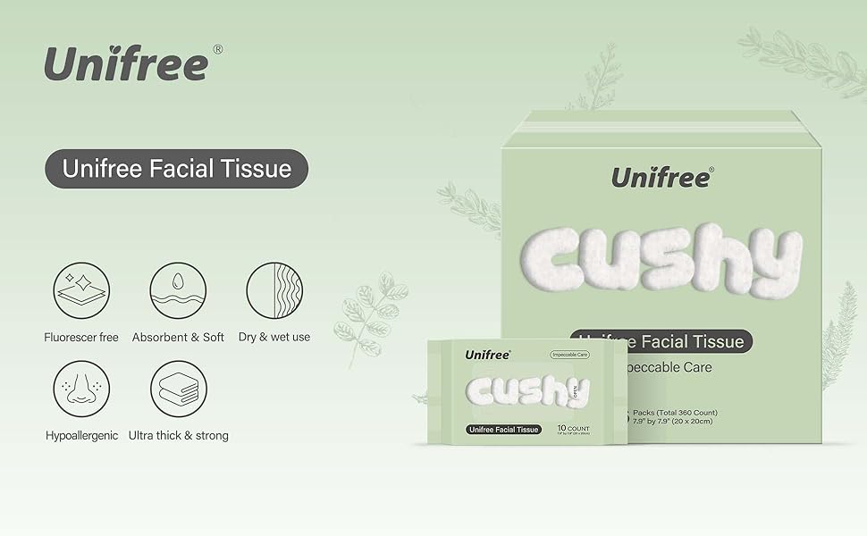 Unifree Disposable Facial Towels Cushy On-the-go Convenient Pack Total 360 Count Portable Face Towel Skincare, Comfort for Cosmetic Camping Eco-Friendly Biodegradable