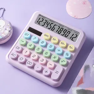 Mechanical Switch Calculator with Big Buttons, 12 Digits, Large LCD Display, Desk Calculator,Cute Calculators for Teachers Students Basic Office