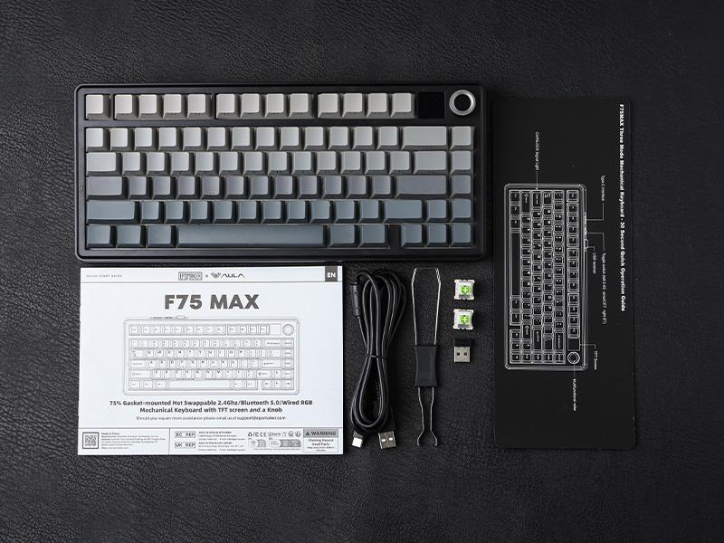 Aula F75 MAX Wireless Mechanical Keyboard with TFT Screen and Knob, Gasket Gaming Keyboard in 75% Layout, Hot Swappable, RGB Backlight, for PC/Mac/Linux (Reaper Switch)