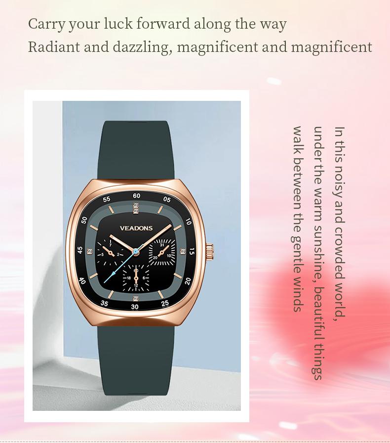 Fashion Watch TikTokShopStockUp  Valentine’s Day Gift Casual Stylish Open Dial Watch  Silicone Strap, Waterproof & Luminous, Perfect for All Occasions
