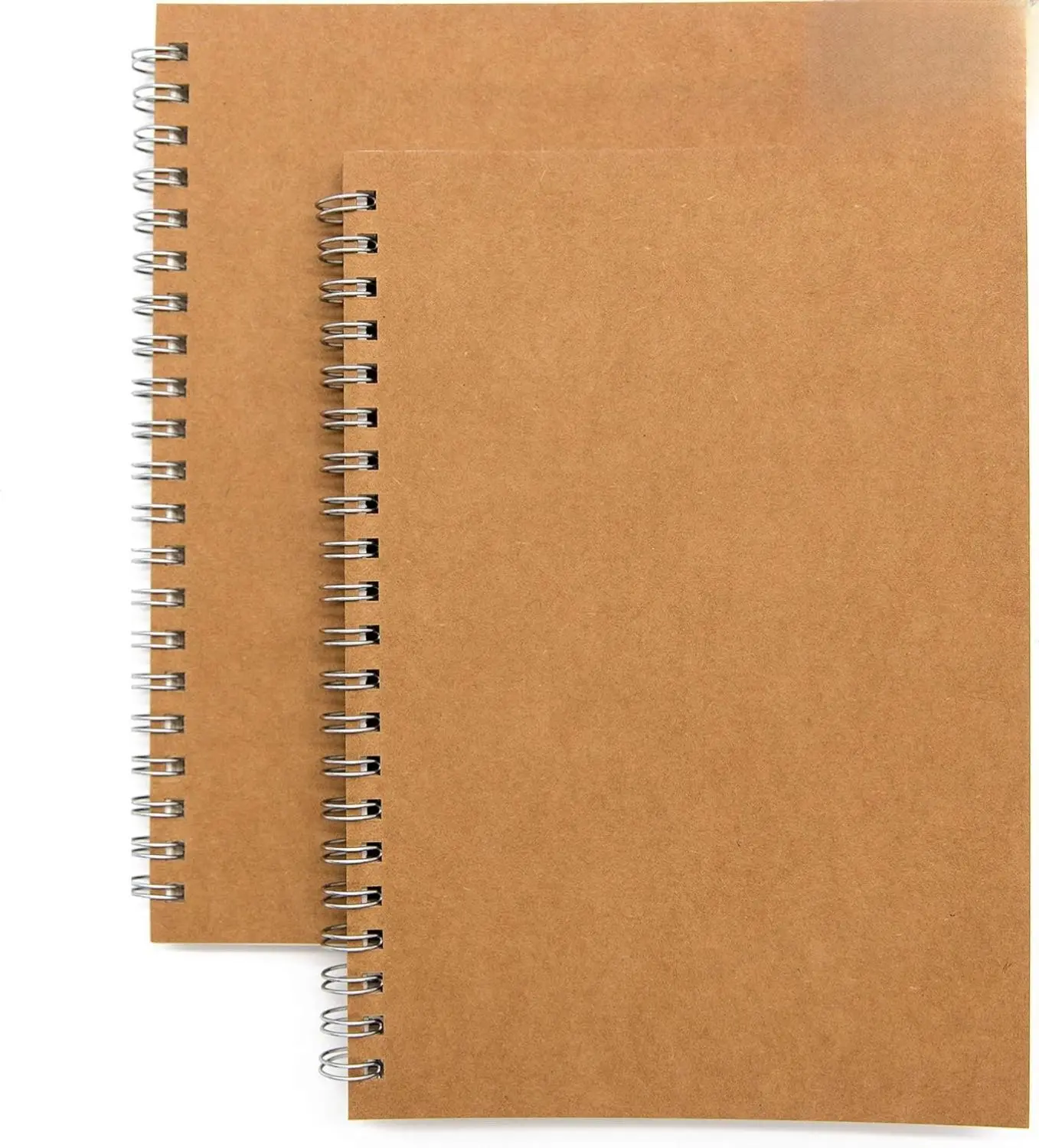 2-Pack Soft Cover Spiral Sketchbook, Wirebound Unlined Memo Notepads, 50 Sheets/100 Pages, 7.5in x 5.1in Brown DIY Scrapbooking Journal Planner
