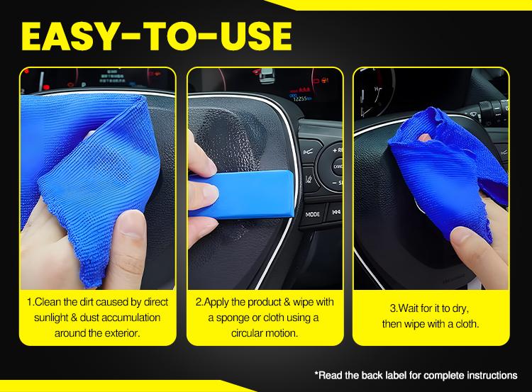 100ML Car Plastic Restorer, Quick Polish, Color Restoration & Protective for Car Panels, Tires & Dashboards, Easy To Use, Long-lasting Protective, Car Detailing Products