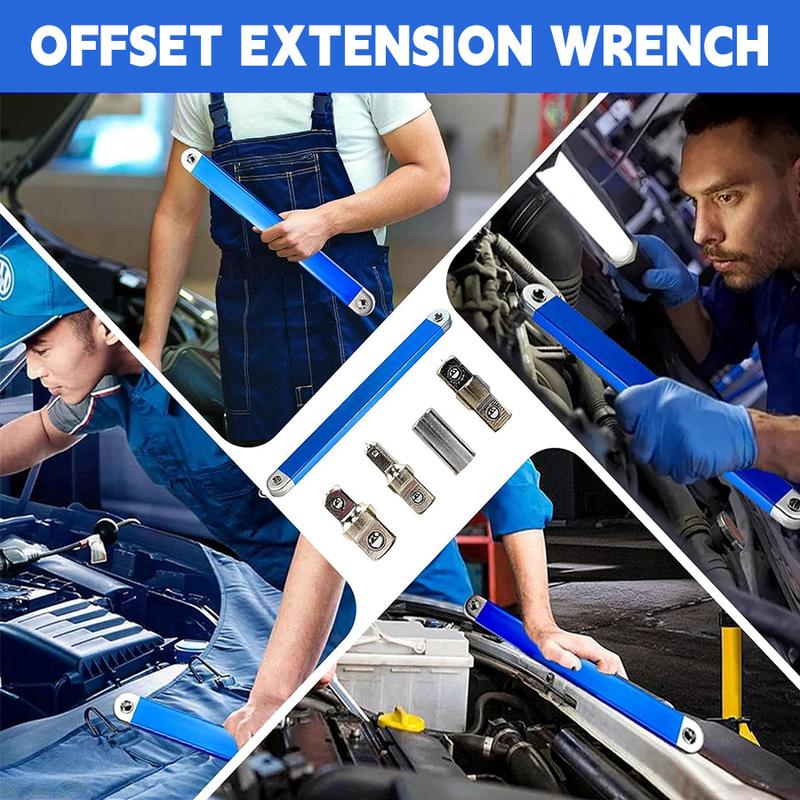 Impact Ready Offset Extension Wrench, Tight Reach Extension Wrench Set, with 1/2", 1/4" and 3/8" Square Drive Adapters, Universal Extensions Wrench for Small Place&Good choice of Christmas gifts for boys Valentine's Day gift