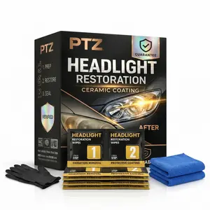 PTZ Ceramic Headlight Restoration Professional Detailer Pack ( 8 Wipes) - Brings Headlights Back to Like New Condition - Step 2 Only