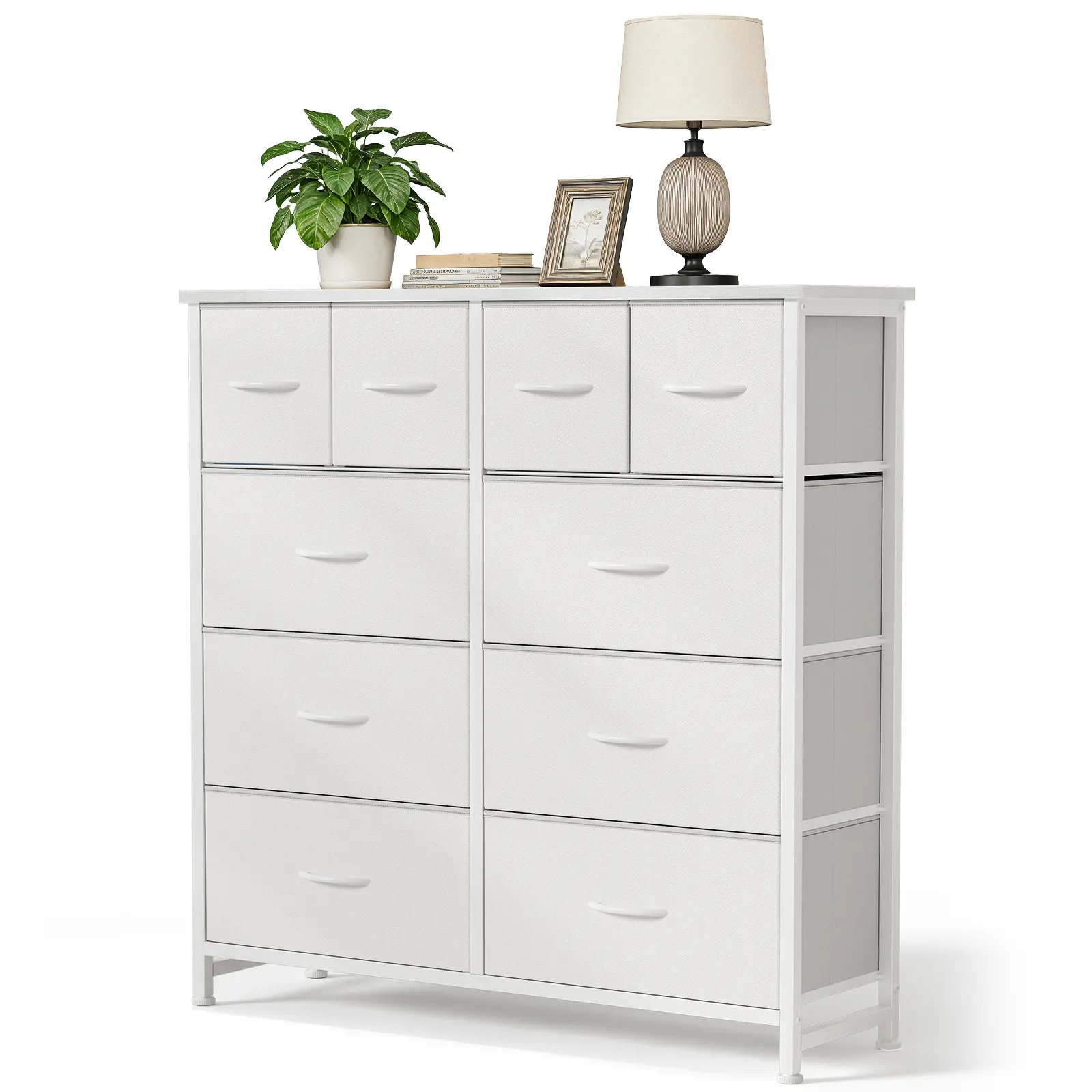 10 Drawers Fabric Cabinet Versatile Storage Tower Organizer TV Stand for Bedrooms Wardrobes Entryways Living Rooms Modern Design