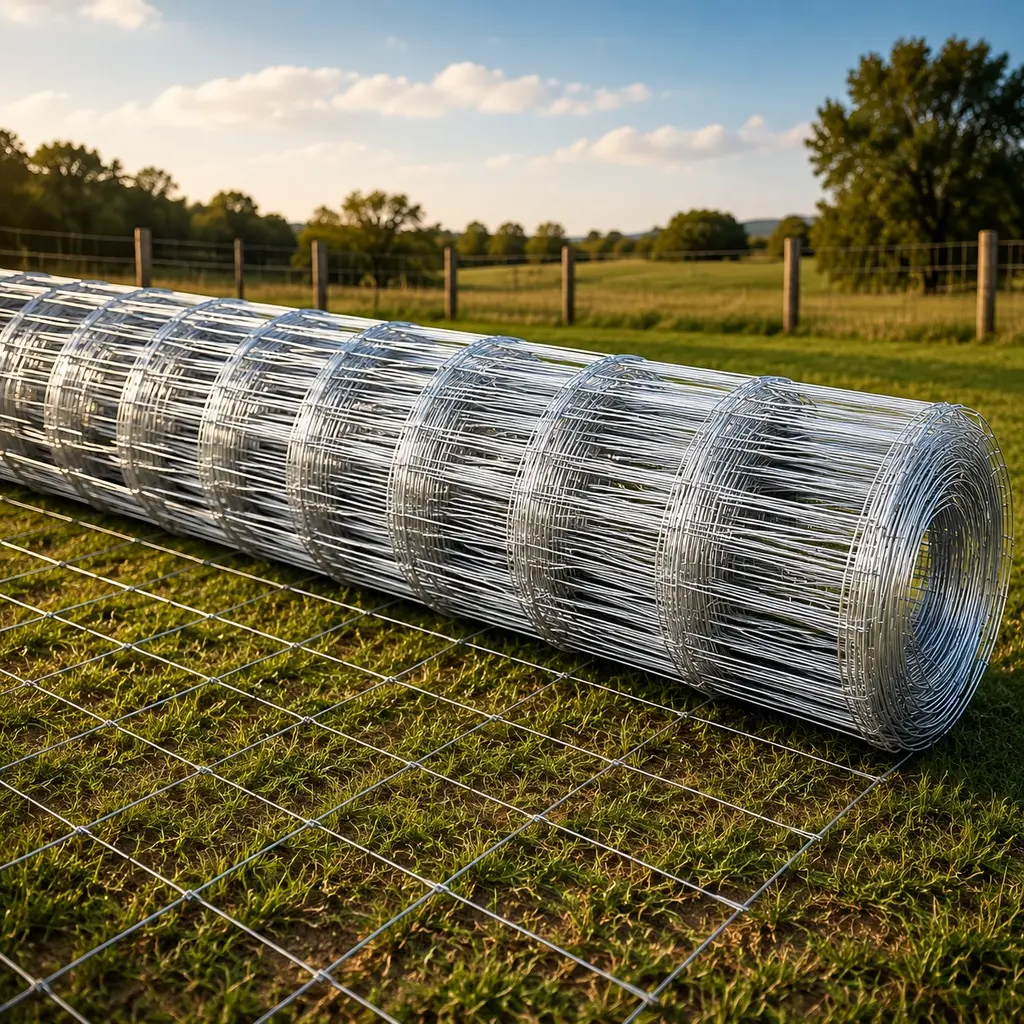 Heavy-Duty Galvanized Steel Wire Mesh Fence 4ft x 328ft Roll, Tapered 9in to 3.9in Openings, No. 14 Gauge with Reinforced Frame, Rust-Resistant Woven Wire for Cattle, Goat, Sheep, Deer, Livestock Pen, Garden, Yard, Farm, Ranch