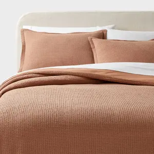 King Washed Waffle Weave Duvet Cover and Sham Set Camel - Threshold