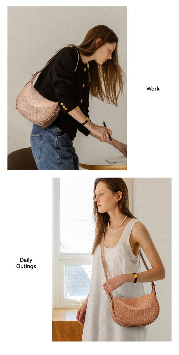 BOSTANTEN Woven Shoulder Bags for Women Tote Bags Retro Crossbody Bags Leather Luxury Purse Hobo Handbag with Adjustable Strap