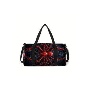 Red spider pattern printed large capacity travel Fashionable duffel bag