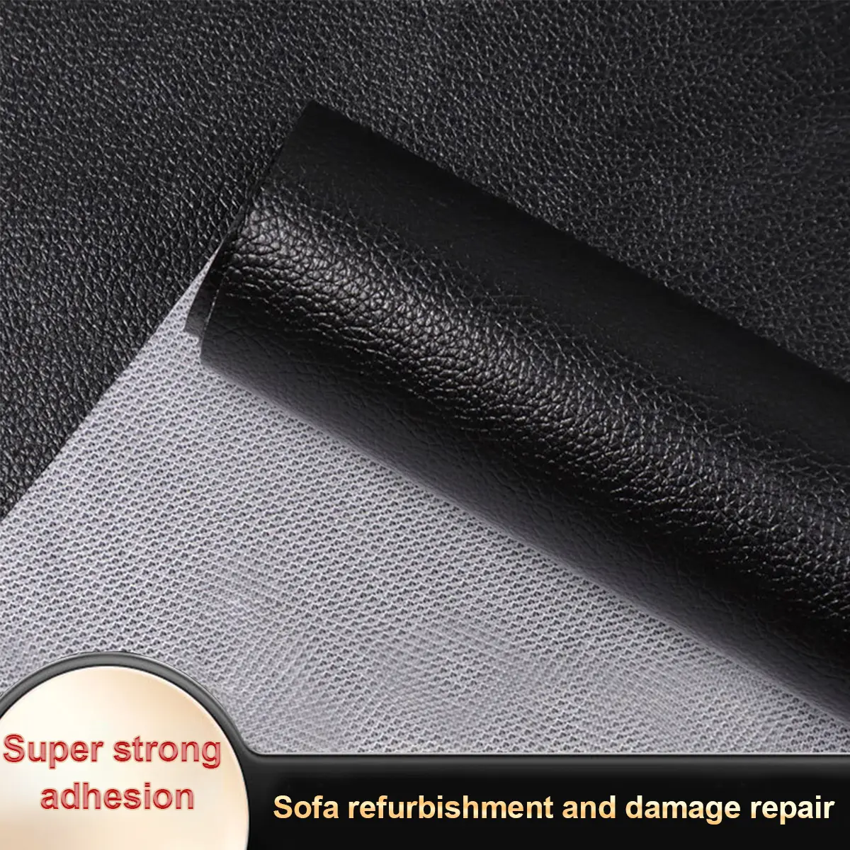 Leather Repair Patch,  Self Adhesive Leather Repair, Large Vinyl Patch Tape for Couches, Furniture, Car Seats, Cabinets, Wall, Handbags （Black,50cm×100cm）