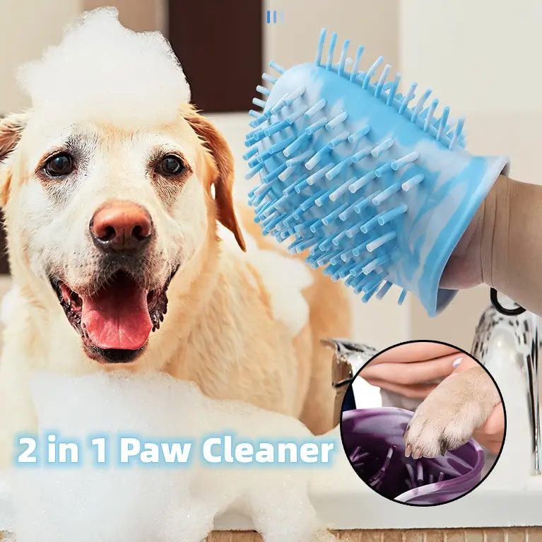 2-in-1 Dog Paw Cleaner Cup, Portable Pet Foot Washer Brush for Dogs