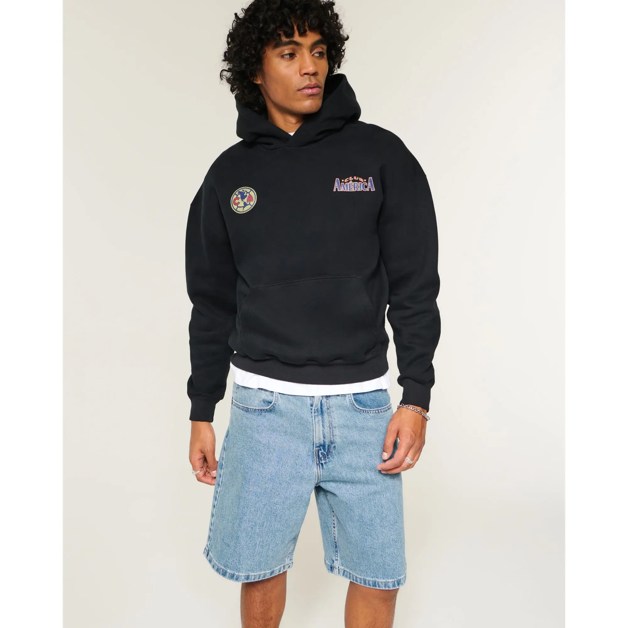 Hollister Medium Wash Baggy Jean Shorts