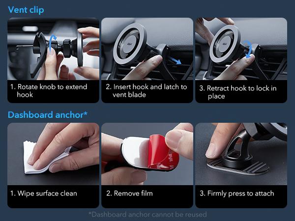 ESR for MagSafe Car Mount, Magnetic Car Phone Holder Mount, Air Vent/Dashboard Magnetic Phone Mount for iPhone 17/16/15/14/13/12, Galaxy S25, Pixel 10, Strong Magnets, Charging Not Supported