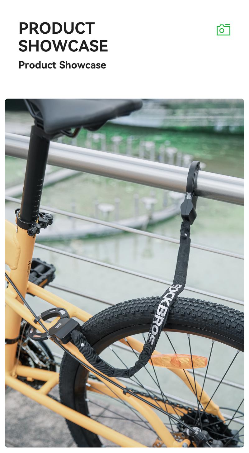 ROCKBROS Bike Lock Scooter Lock 23.4-Inch Heavy Duty Anti-Theft Chain Lock with Key E-Bikes Accessories
