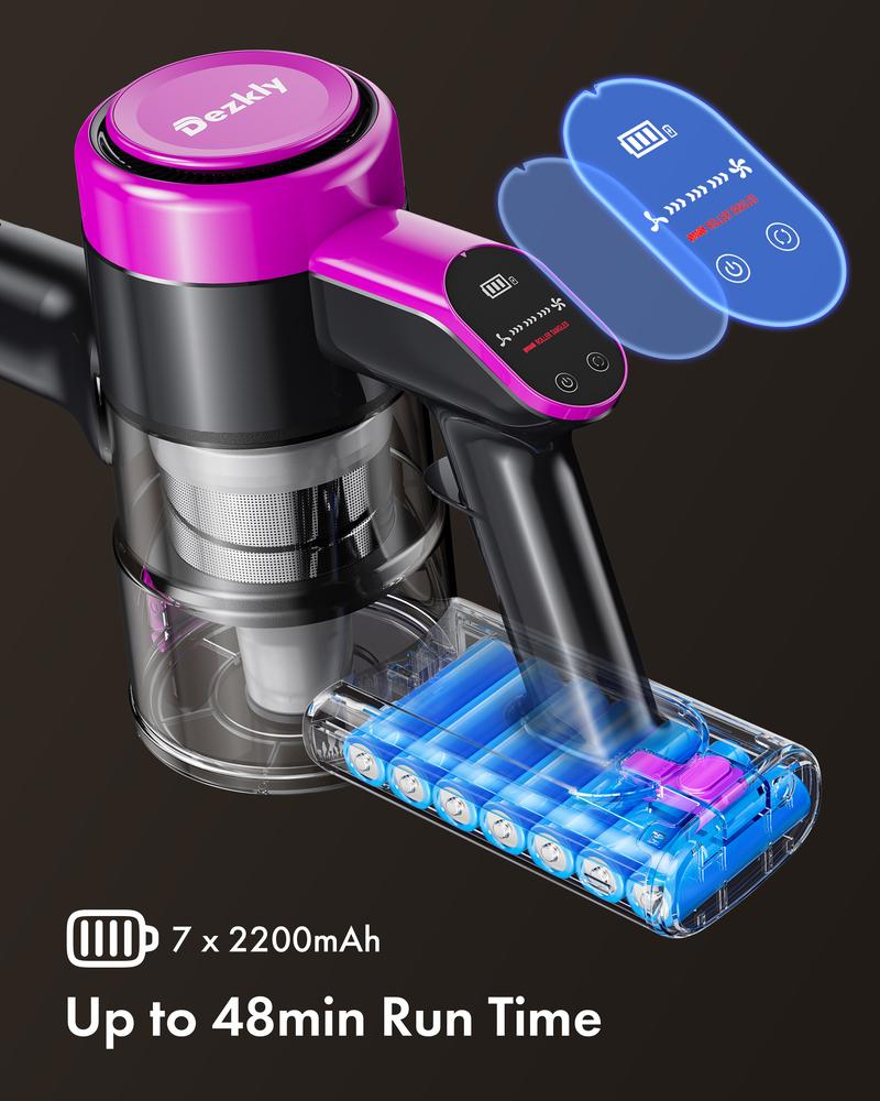 Homeika Cordless Vacuum Cleaner-H318, 300W 23KPa Lightweight Stick Vacuum with 48mins Runtime Battery, 3 Suction, LED Display, Powerful Vacuum Cleaner with Sofa Brush for Hard Floor/Carpet/Pet Hair/Car