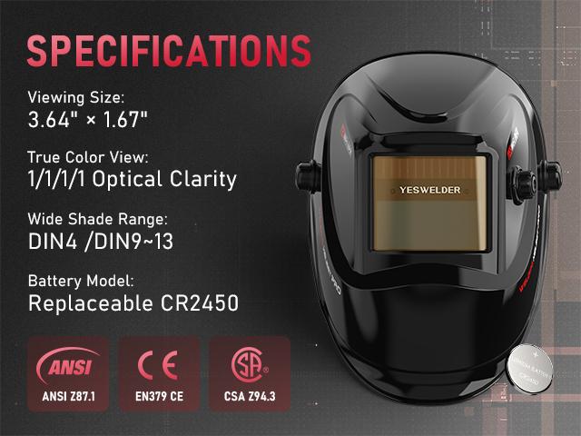 YESWELDER LYG-L600A True Color Auto Darkened Welding Helmet | Anti-Blue Light Welding Mask with 2 Sensors | Wide Shade 4/9-13 Welding Hood for TIG MIG ARC Grinding YESWELDER LYG-L600A True Color Auto Darkened Welding Helmet | Anti-Blue Light Welding Mask with 2 Sensors | Wide Shade 4/9-13 Welding Hood for TIG MIG ARC Grinding