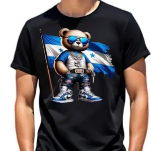 Stylish Cotton Graphic T Shirts With Honduran Pride Teddy Bear Design For Men Casual Streetwear Fashion Stand Out In Style Menswear Tops