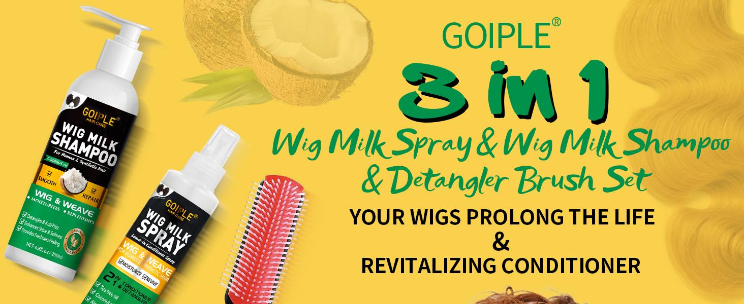 【Spring Glow-Up】Wig Shampoo for Synthetic Wigs & Wig Milk Spray for Synthetic Hair, Detangle and Anti-Frizz Conditioner Haircare Cleansing Cleanser