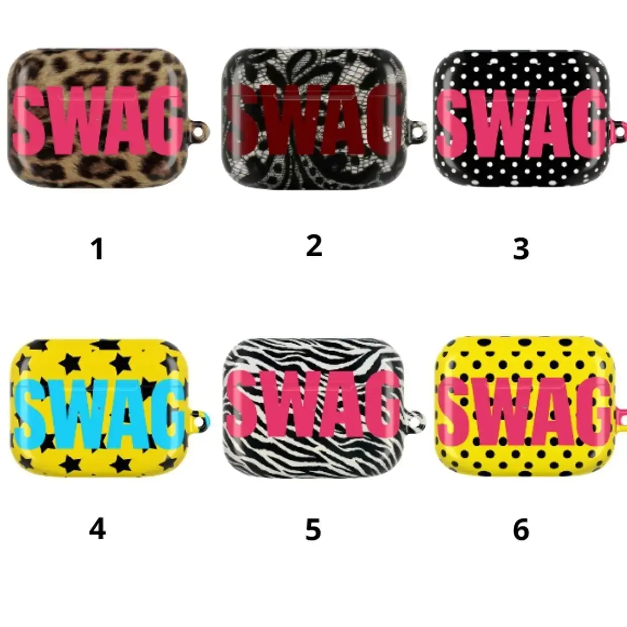 SWAG AirPods Case for AirPods 1 2 3 4, AirPods Pro 1 2 3, Combo Aesthetic Earbuds Cover, Trendy Protective Case with Keychain