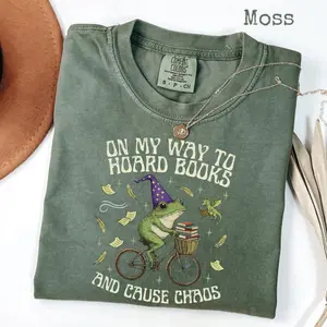 On My Way To Hoard Books And Cause Chaos T-Shirt, Frog Bookish Tee, Tom Foolery Shirt, Cottagecore Shirt