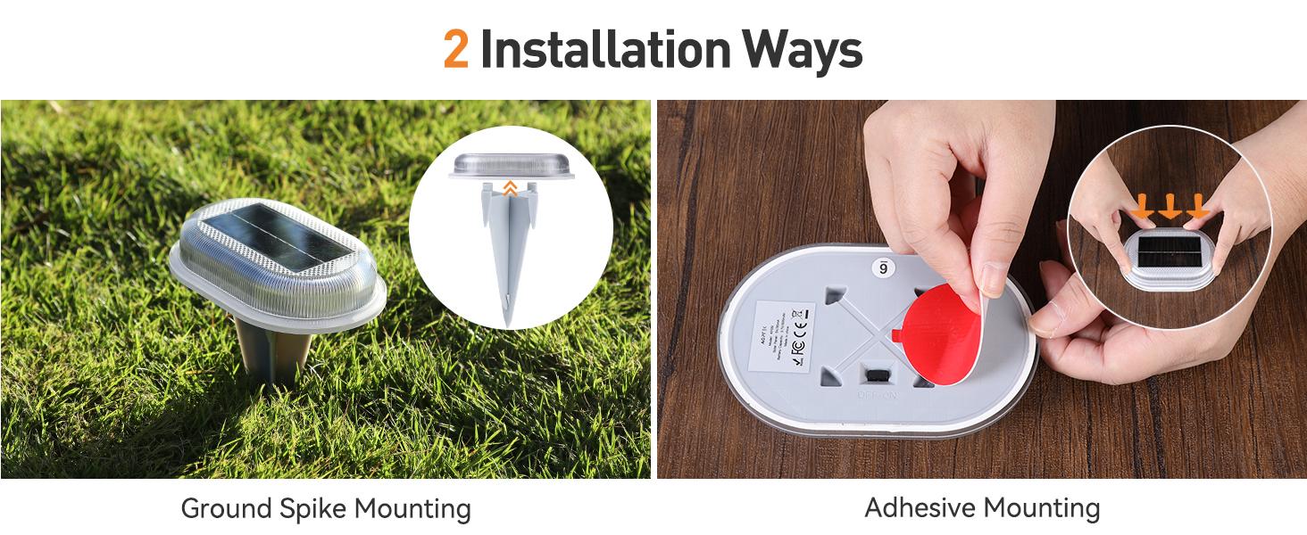 FabStyl Durable Aluminum Solar Driveway Deck Dock Light, 9 RGB Lighting Colors Modes, Ourdoor Waterproof Decorative Light Lamp for Ground, Pathway, Boat Dock, Step, Walkway, Path, Garden, Lane, Yard, Patio