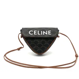 Pre-owned Celine Coated Canvas Crossbody Bag Triangle Triomphe #3414