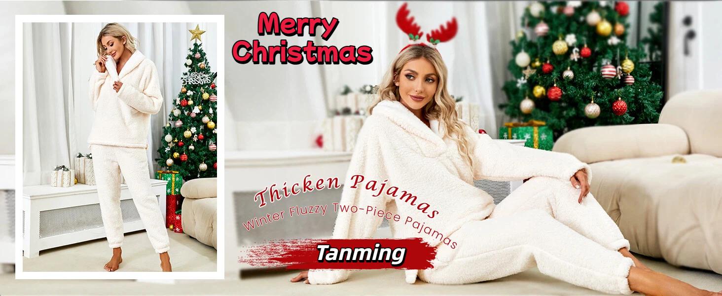 Product detail overview of Women's Fleece Long-Sleeve 2-Piece Pajama Set