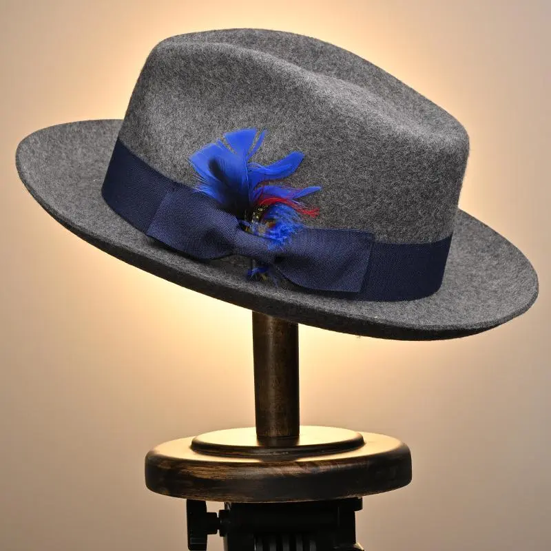 Vintage Pure Wool Felt Fedora Stylish Hat - Unisex, Adjustable Fit for 56-60cm Head Sizes, Suitable for Wedding Party & Business Events, Unisex Wear