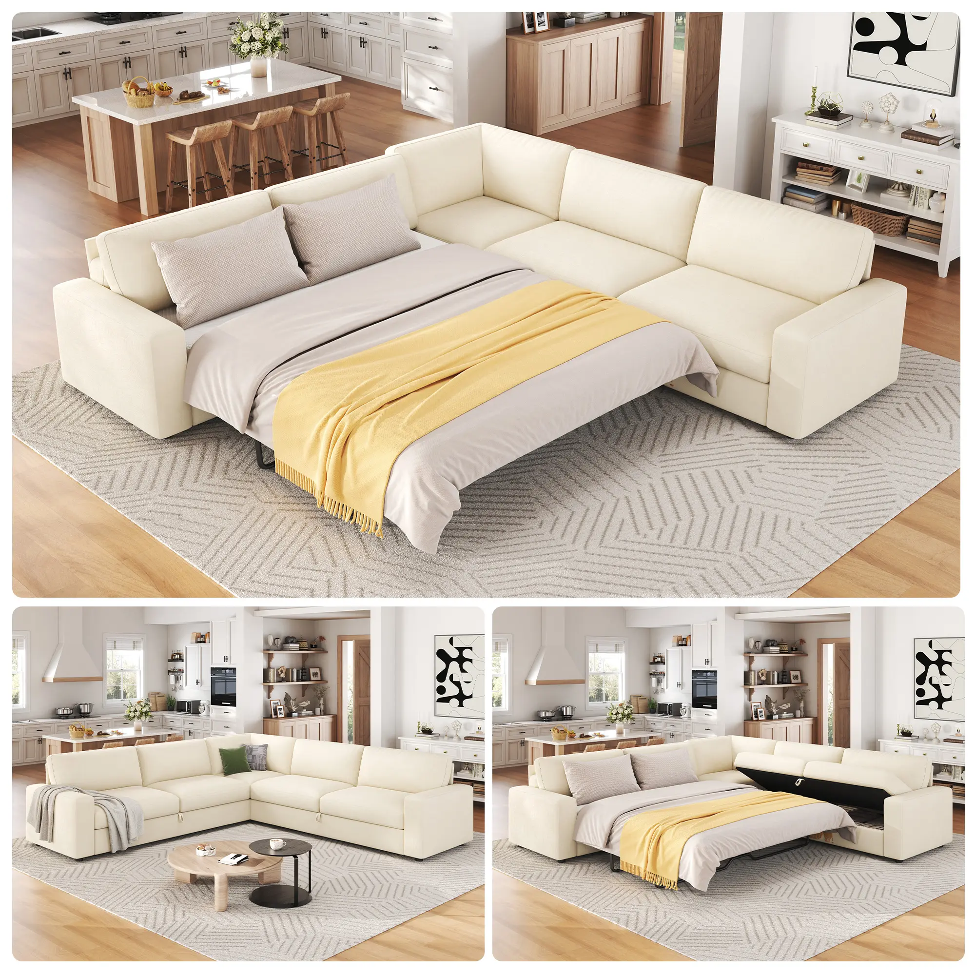 Beige-chenille with High Resilience Mattress
