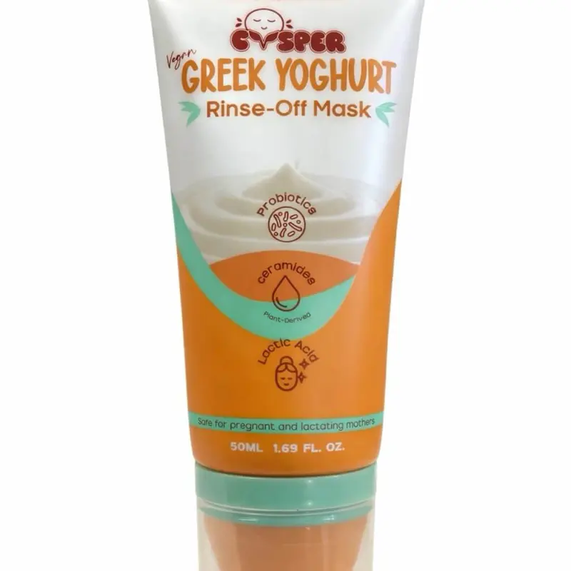 CVSPER Vegan Greek Yoghurt Rinse-Off Mask 50ml Probiotic Ceramide Face Mask with Lactic Acid Hydrating Barrier Support for All Skin Types