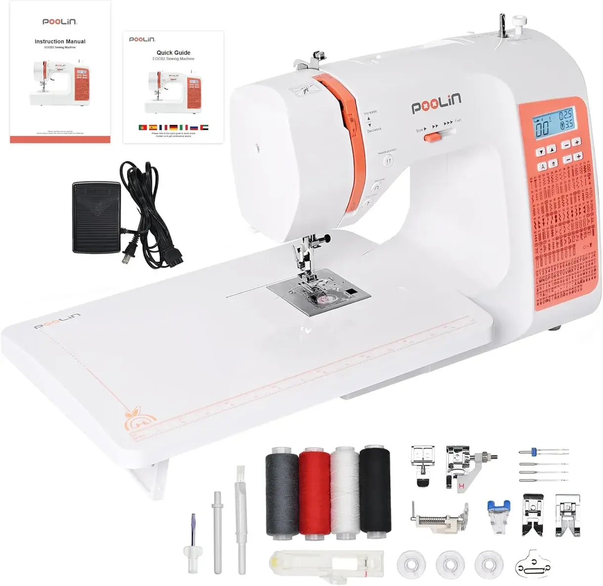 PooLin EOC02RE Sewing Machine for Beginners with Built-in Stitches for Home Sewing PooLin EOC02RE Sewing Machine for Beginners with Built-in Stitches for Home Sewing
