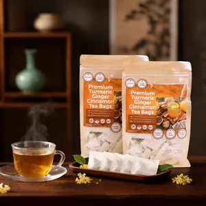 Turmeric & ginger cinnamon tea , Buy one get one free, 120 bags in total, 100% pure natural herbal extract, caffeine-free, a soothing warm herbal tea that dispels cold and nourishes the stomach, an optimal choice for daily healthy wellness.