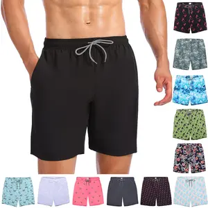 Men's Quick Dry Swim Trunks, Elastic Waistband with Drawstring, Loose Fit Beach Shorts with Pockets, Solid & Printed Bathing Suits for Swimming, Surfing & Casual Wear