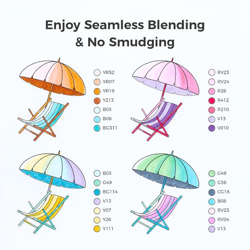 Ohuhu Soft Chisel Alcohol Markers Red Dot Design Award Winner Brush & Soft Chisel Dual Tips Drawing Markers for Artist Beginner Adult Coloring Illustration Sketching -Honolulu S - 24 skin-tone / 48 basic tone / 60 Illustration-color