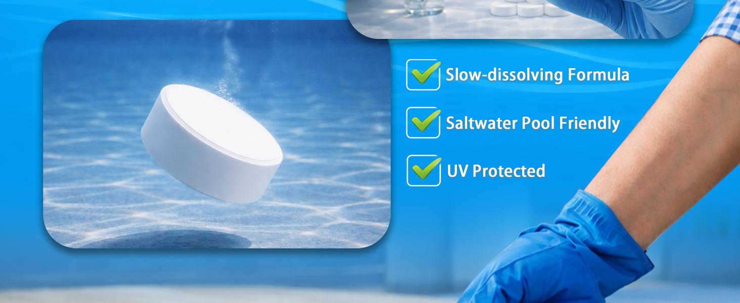 TABIT 3" Chlorine Tabs for Swimming Pool, Spa and Hot Tub, Slow Dissolving Tablets for Consistent Chlorination and Long-Lasting Protection