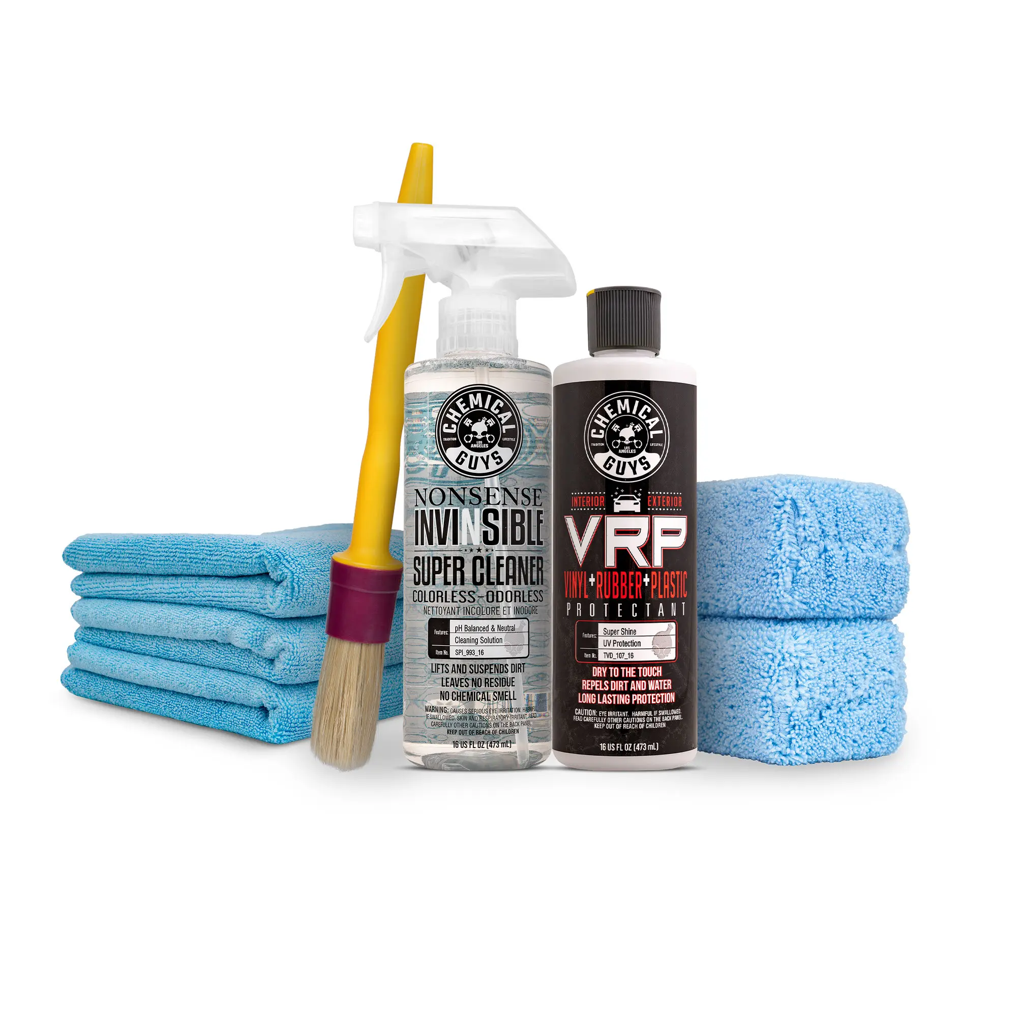 Chemical Guys Trim Restoration Car Wash Kit - 16oz Nonsense All-Purpose Degreaser, VRP, Applicators, Microfiber Towel, Car Detailing Tools, Rubber Plastic Surface Cleaner Liquid for Automotive Trim Care, Restores Shine