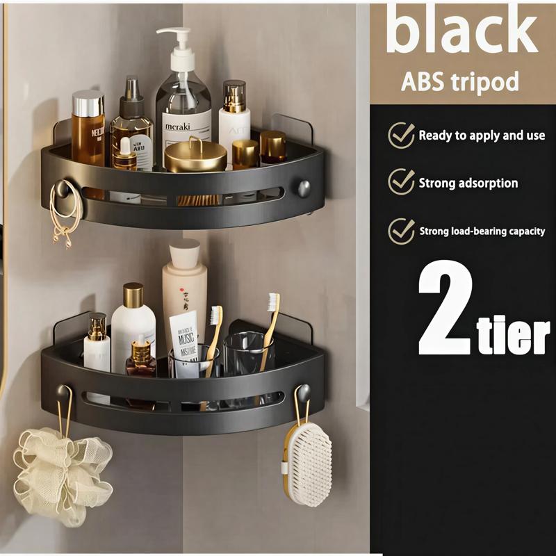 2026 Upgraded Aluminum Triangle Shower Caddy, 1/2/3-Tier Corner Shelves, Drill-Free Suction Cup Wall Mount, 40lbs Load Capacity, Rustproof Bathroom Shower Organizer with Towel Hooks