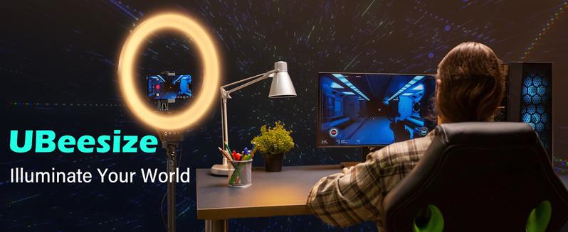 UBeesize 14'' Foldable Ring Light with 62'' Tripod Stand and Phone Holder, LED Selfie RingLight for iPhone with Remote, Circle Light for Tiktok/YouTube/Photography/Makeup/Live Stream creator Android Compact Mount Storage Folding