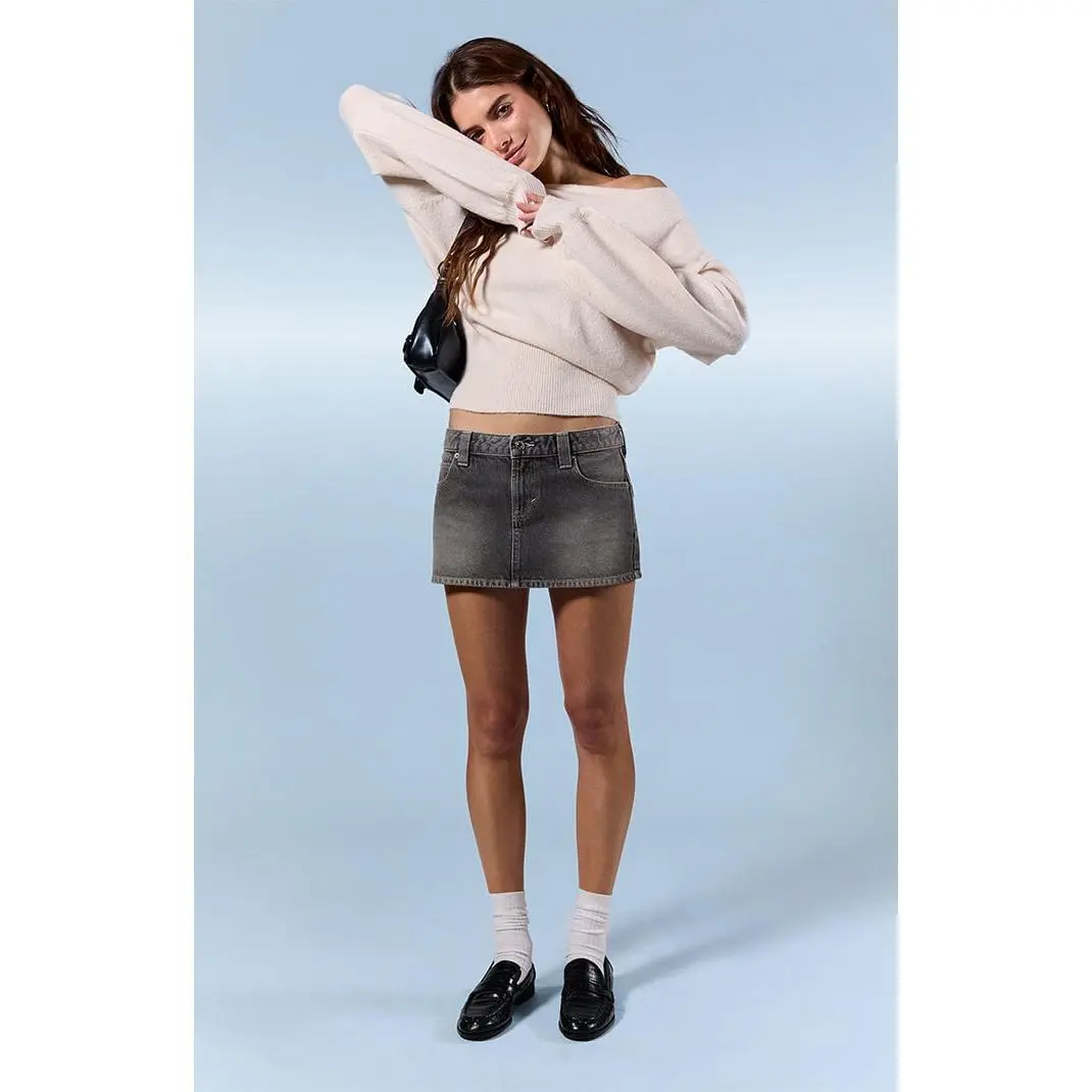Pacsun Women's Piper Gray Low Rise Jean Micro Mini Skirt - Multicolor