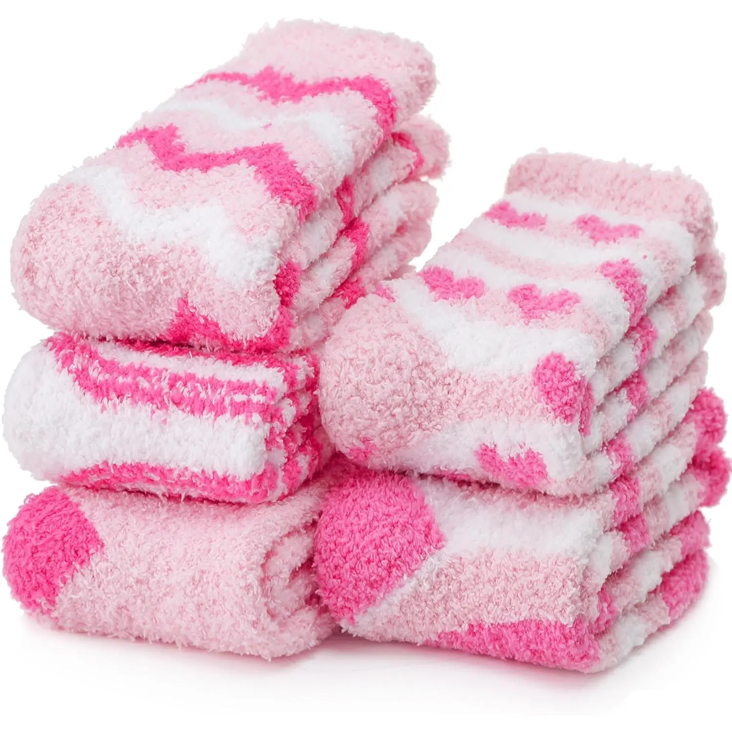 Women's 5-Pair Mix Purple&Pink Sherpa Boot Socks - Soft, Plush, Warm for Halloween, Christmas Winter Sleeping Use, Mix Purple&Pink(5 Pairs), Velvet